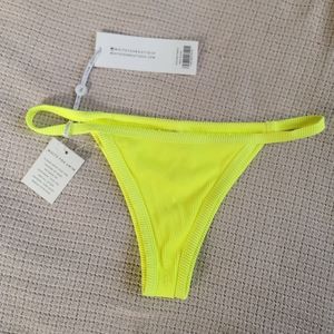 👙BNWT WHITE FOX ELECTRIC YELLOW CHEEKY BRAZILLIAN RIBBED BIKINI BOTTOM👙